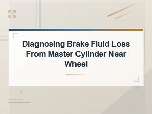 Diagnosing Brake Fluid Loss From Master Cylinder Near Wheel
